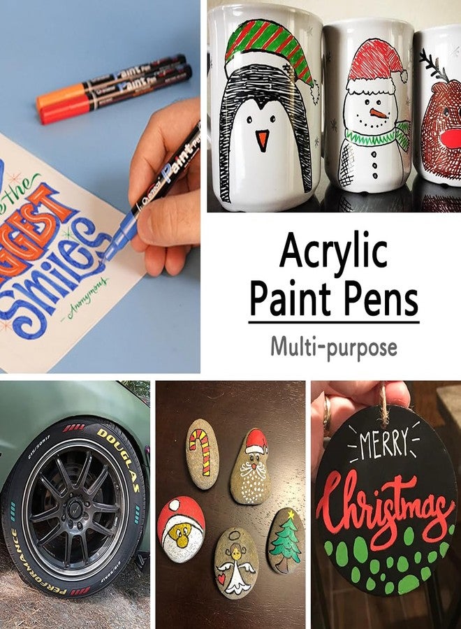 Overseas Yellow Acrylic Paint Pens 2 Pack, 0.7mm Extra Fine Tip Permanent Markers, Water-Based, Quick Drying, Waterproof, Non Toxic Paint Markers for Wood, Metal, Rock, Plastic, Glass, Canvas, Fabric - Image 3
